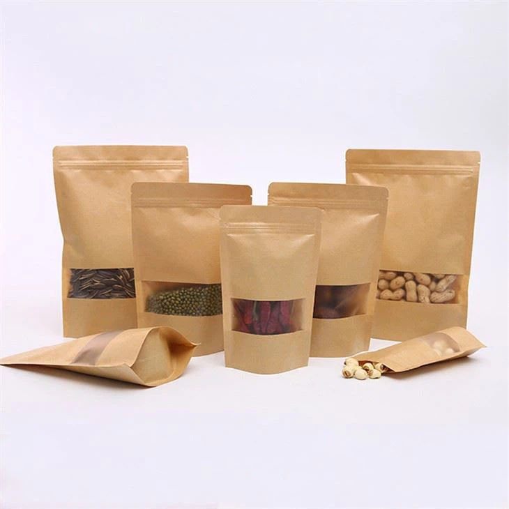 Biodégradables zip Brown Kraft papye sak